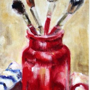 Red Jar and Brushes