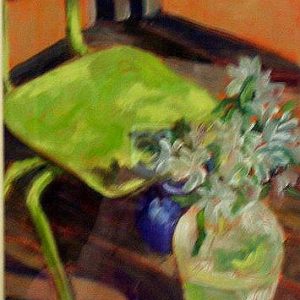 Green Chair and Vase